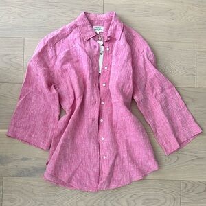 hartford pink linen button down top